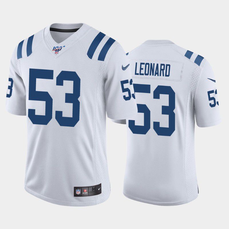 Men Indianapolis Colts 53 Darius Leonard Nike White 100th Limited NFL Jersey